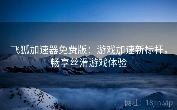 飞狐加速器免费版：游戏加速新标杆，畅享丝滑游戏体验