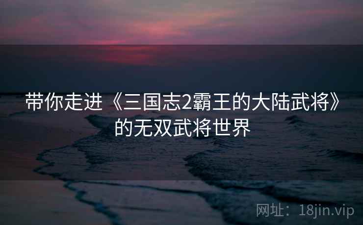 带你走进《三国志2霸王的大陆武将》的无双武将世界